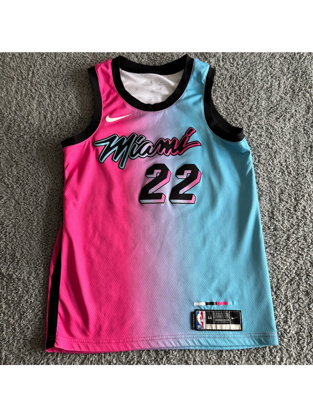 2020 Nike Miami Heat Jimmy Butler City Edition Pink Blue NBA Jersey Size 44 M